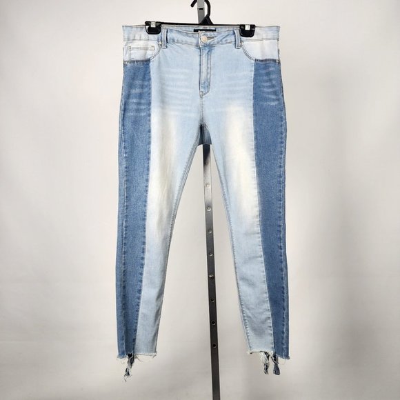 Blue Notes Blue Two Tone Denim Raw Hem Jeggings Size 34 - Picture 1 of 11